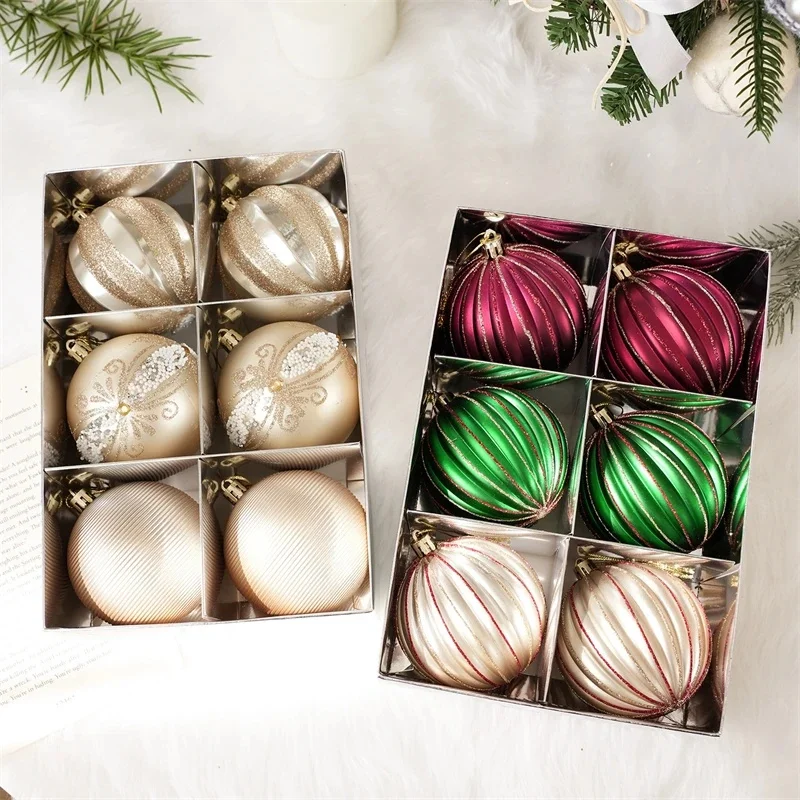 

8 см Рождественский шар, набор украшений, красочные блестящие пластиковые безделушки в штучной упаковке для елки, подвесной декор, центральная часть стола, праздник для детей