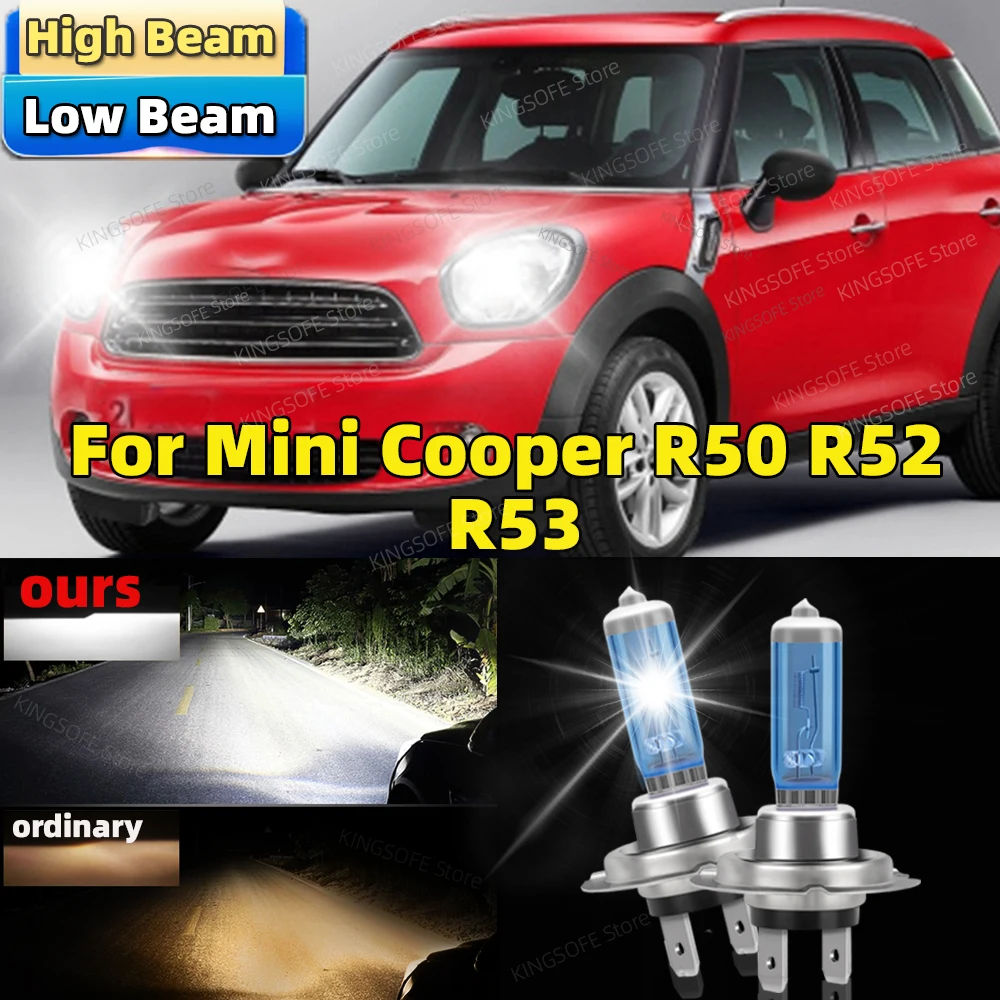

2Pcs Halogen Low Beam 100W Headlight Bulb For Mini Cooper R50 R52 R53 High Performance Halogen Lamp 6500K Brighter Light
