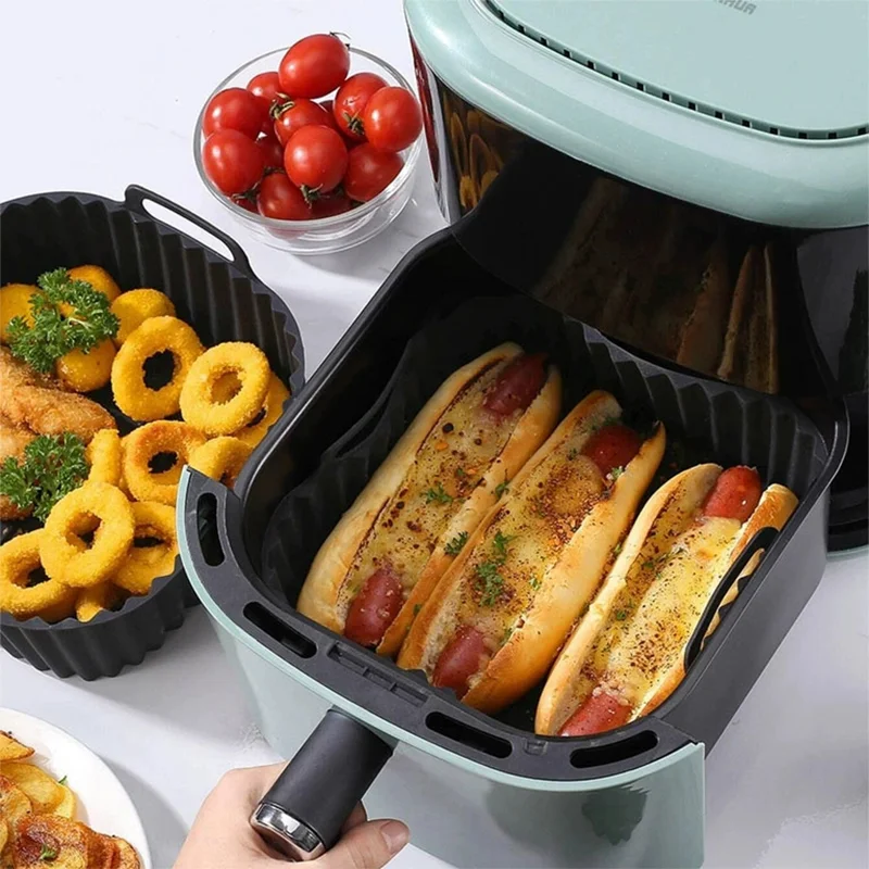 Square Silicone Air Fryer Tray/Muffin Baking Mold/Air Fryer Grill Rack Utensils for COSORI Cecotec 5.5L, 6L,Microwave Oven