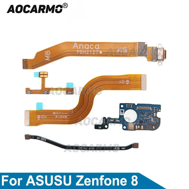 

Aocarmo For Asus Zenfone 8 Sim Card Reader Connection Mainboard Flex Charging Port Dock Power Buttons Flex Cable Replacement Par