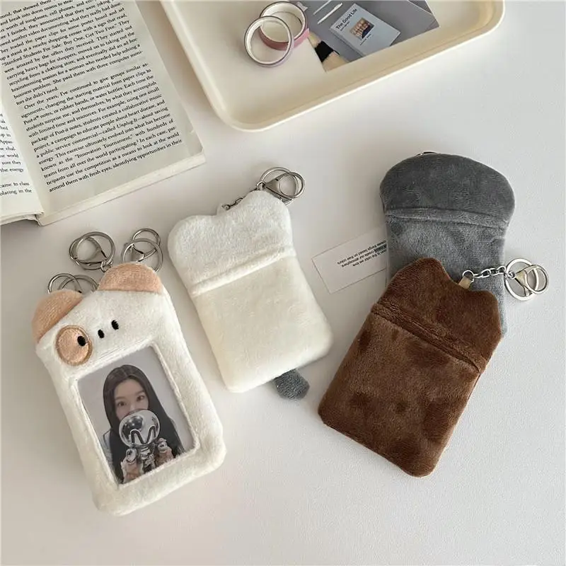 SKYSONIC New Arrival 3 Inch Plush Kpop Holder Cute Cat Idol Postcards Storage Card Bag Collect Organizer Schoolbag Pendant