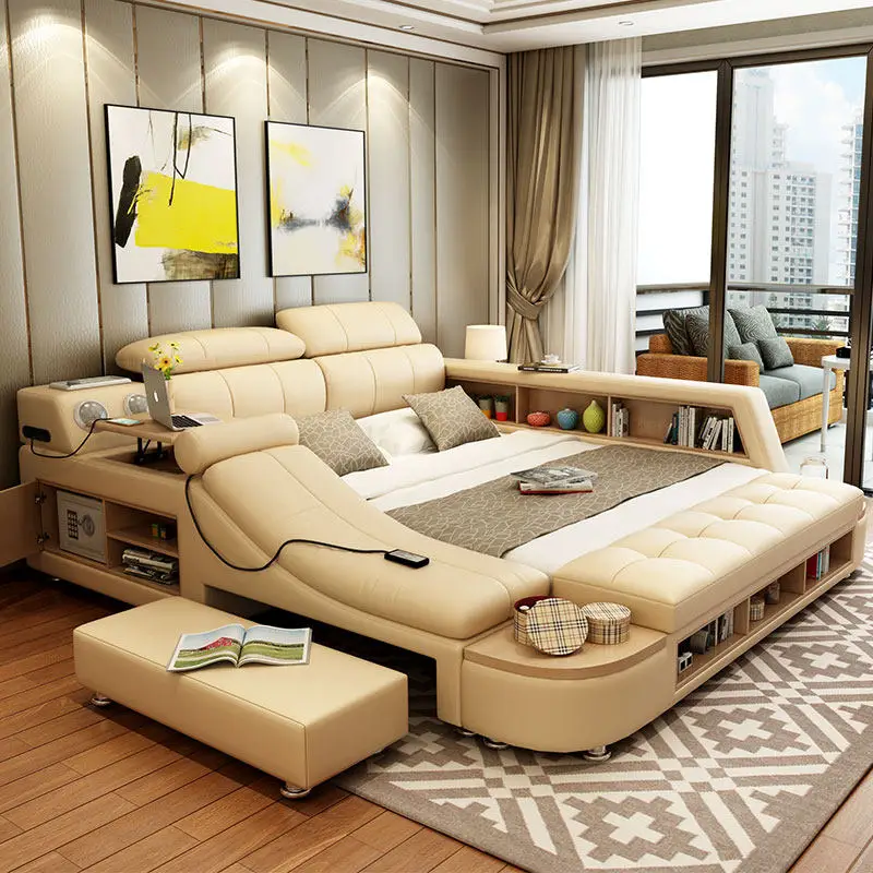 Fancy Headboard Luxury Bed Multifonction Usb Charger French Lounge Bed Twin Size Frame Tatami Camas De Dormitorio Furnitures