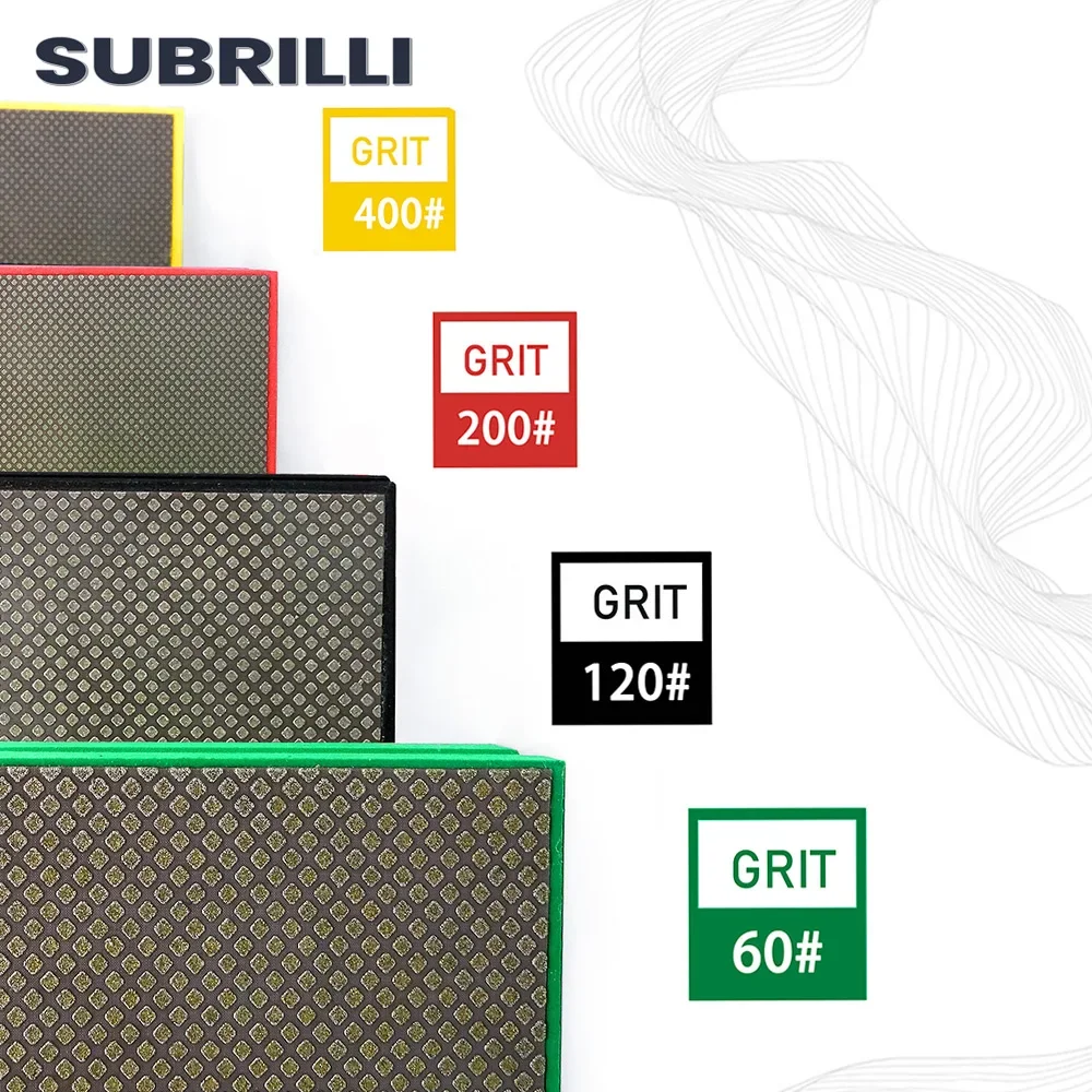 SUBRILLI 4 pz/set Diamante Lucidatura A Mano Tampone Levigatura Blocco Per Granito Marmo Ceramica Vetro Elettrolitico Diamante Tampone Abrasivo
