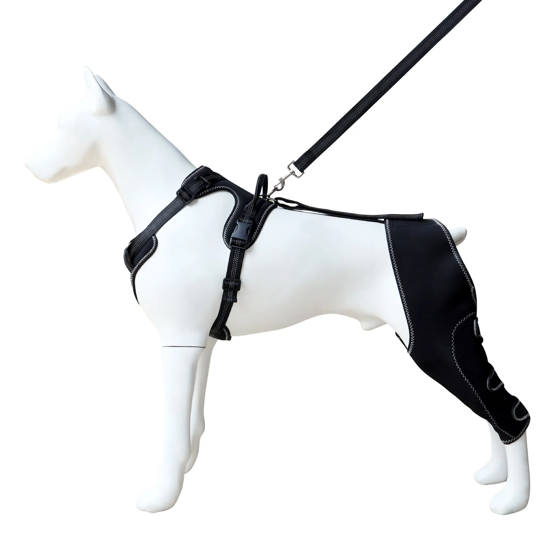 

Dog Knee Brace Support for Hind Leg with Traction Rope Adjustable Design For Joint Pain- Right Rear Leg with Integreted Harness