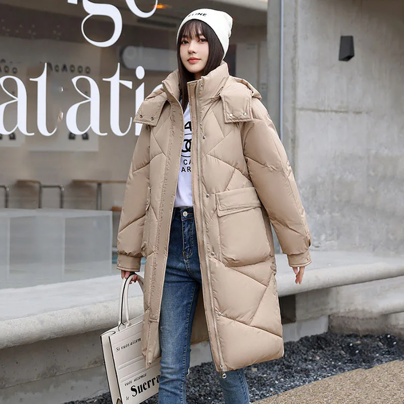 

Warm Hooded Women's Cotton Jacket 2025 New Fashion Korean-Style Loose Solid Color Down Cotton-Padded Jacket Overcoat Winter