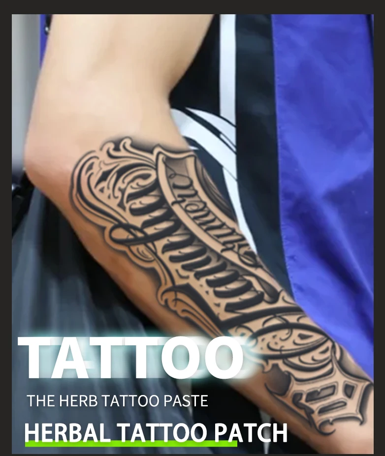 1 Stück handgeschriebene Schriftart, wasserdichtes temporäres Tattoo, langlebig, 1–2 Wochen, realistisches semi-permanentes Fake-Tattoo für Arm, Bein. – Detail 1