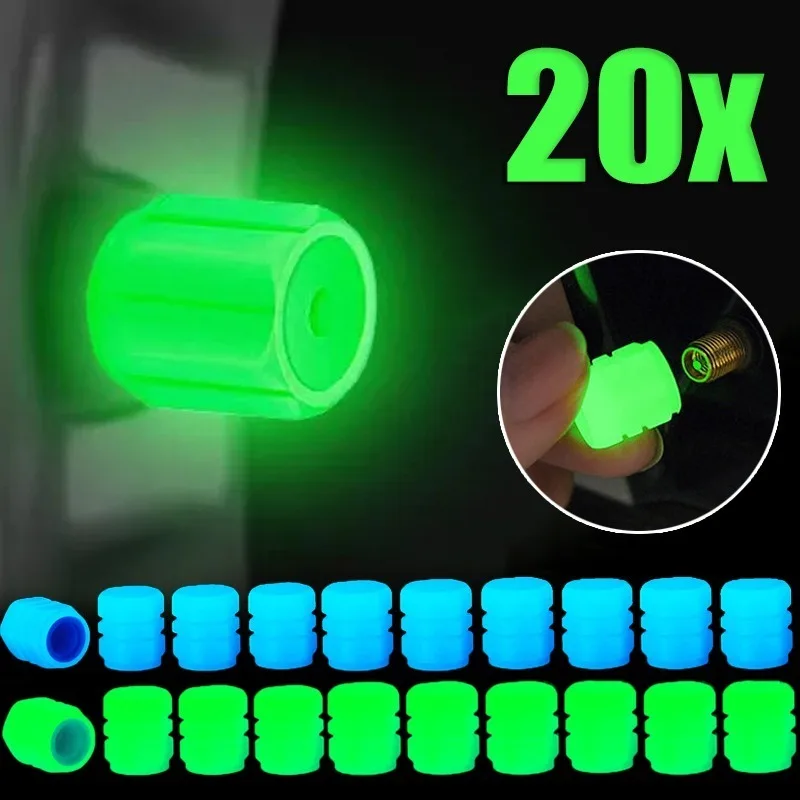 Luminous Valve Caps Car Tire Fluorescent Tyre Valve Stem Decor Luminous Cap Night Glowing Wheel Hub Nozzle Valve Caps