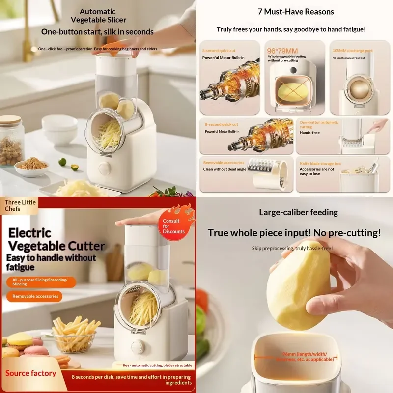 Multifunctional Automatic Electric Vegetable Cutter Kitchen Roller Slicer Potato Shredder Grater Tool