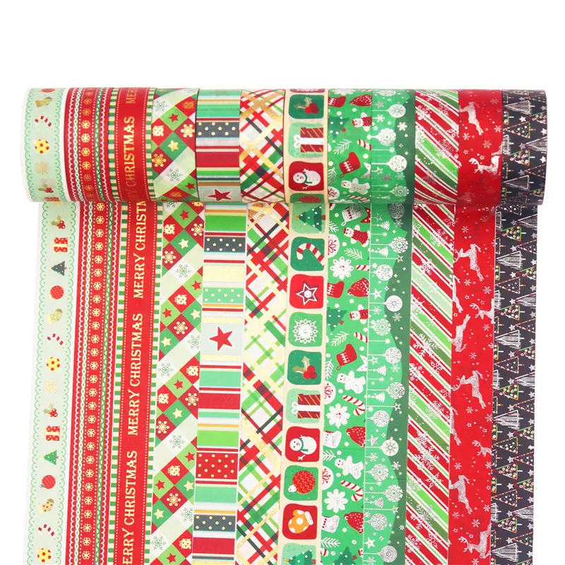 Kit 12 Rolls Christmas Decorative Washi Tapes 1.5cmX5m