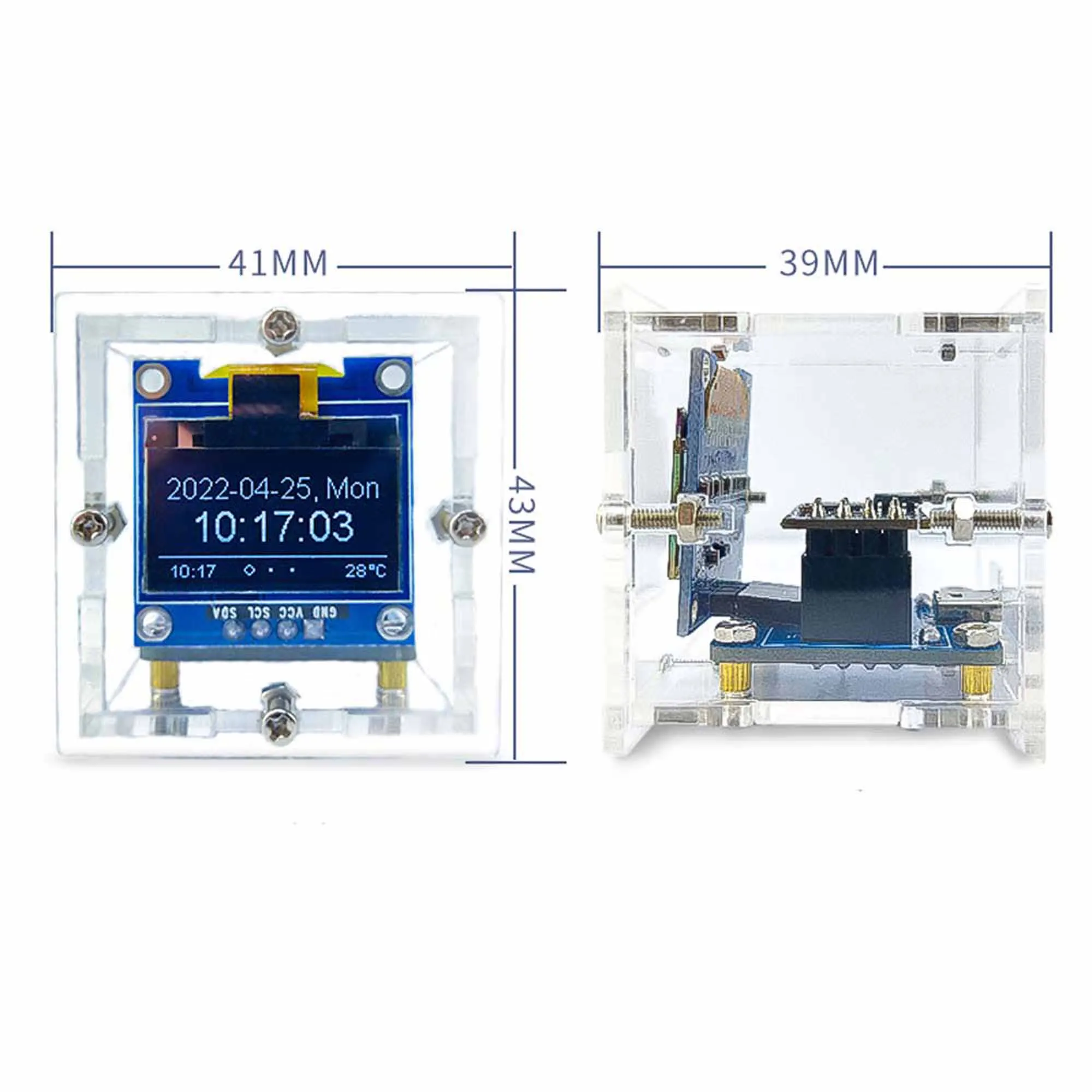 ケース付きDIY電子キット、ミニ時計、oledディスプレイ、Wi-Fi接続、esp8266