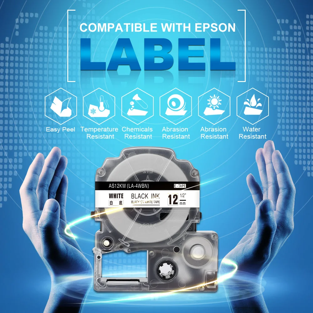 5-Pack Compatible SW12PH SW12YH SW12GH SW12BH SW12VH Label Tape Cartridges Work with LabelWorks LW-300 LW-400 LW-700 Label Maker