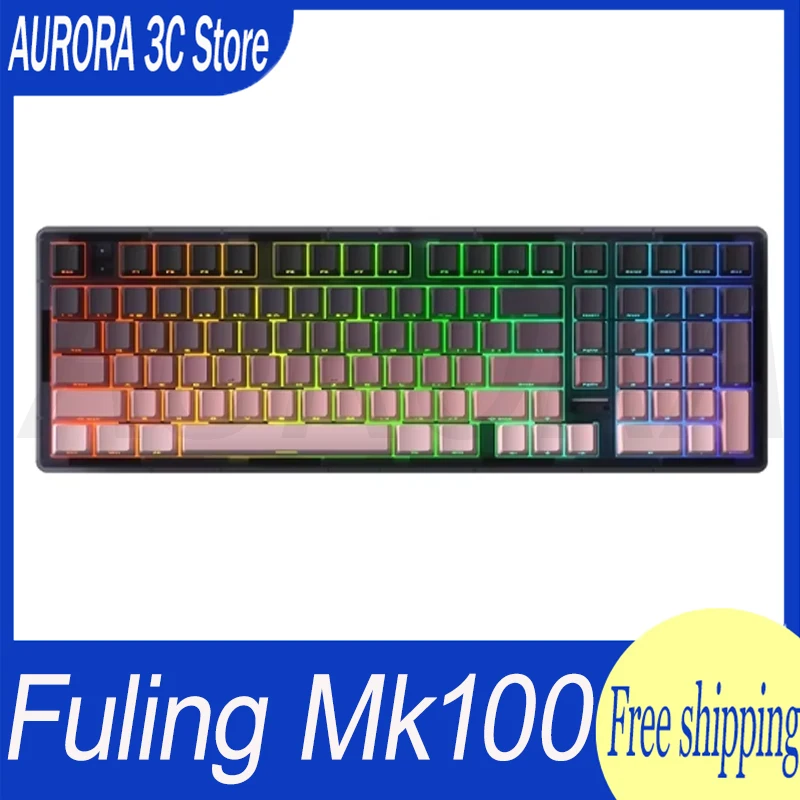 Fuling Mk100 Mechanical Keyboard Tri-Mode Rgb Gaming Keyboard 6000mah Gasket Structure Customized Pc Gamer Accessories Gifts