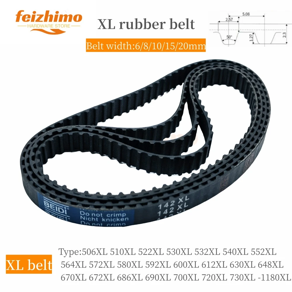 XL High Torque Rubber Timing Belt Width 6/8/10/15/20mm Model number 506XL 510XL 522XL 530XL 532XL 540XL 552XL 564XL 572 -1180XL，