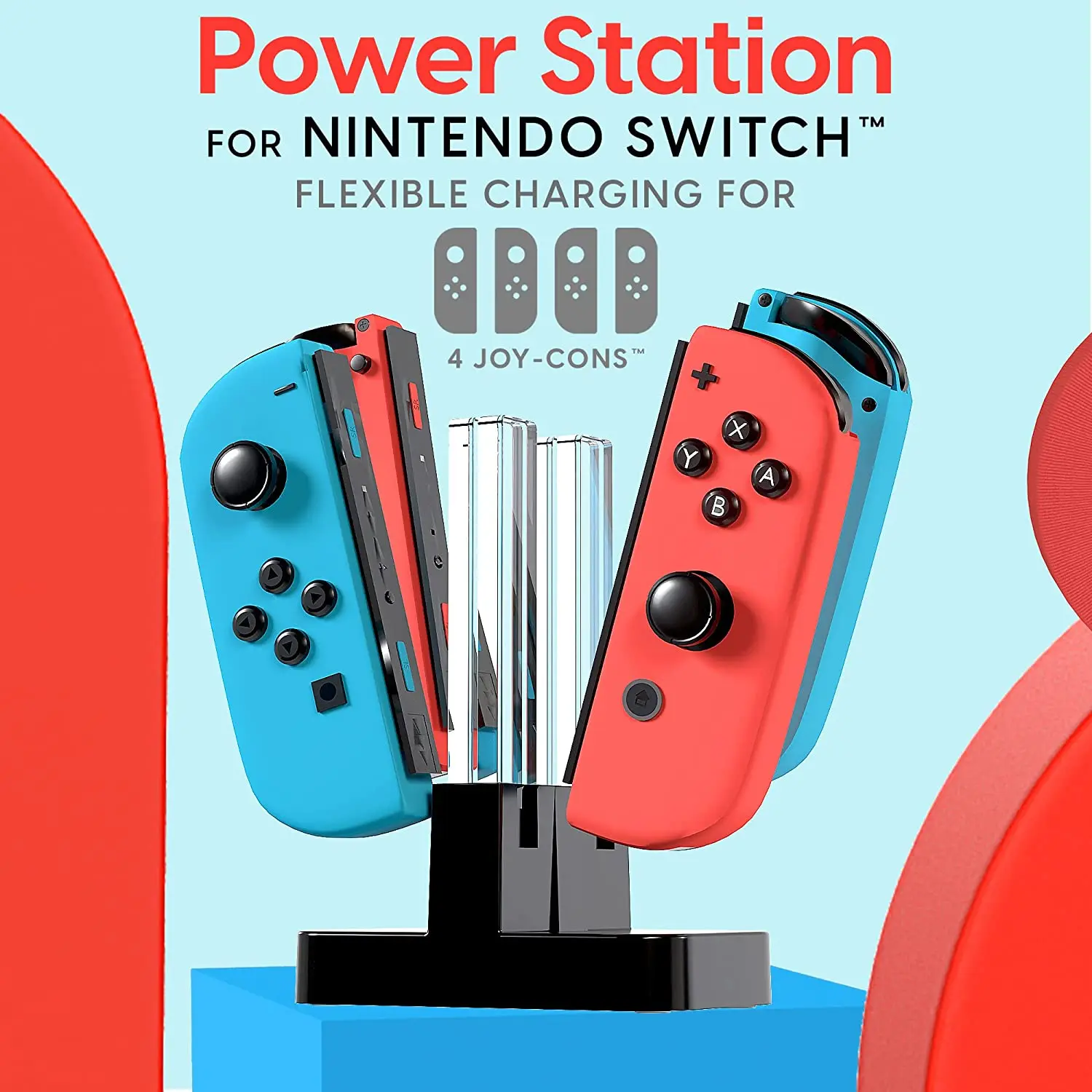 LED Charging Dock Station Charger Cradle For Nintendo Switch 4 Joy Con Controllers 4 In 1 Stand For Nintendo Switch OLED