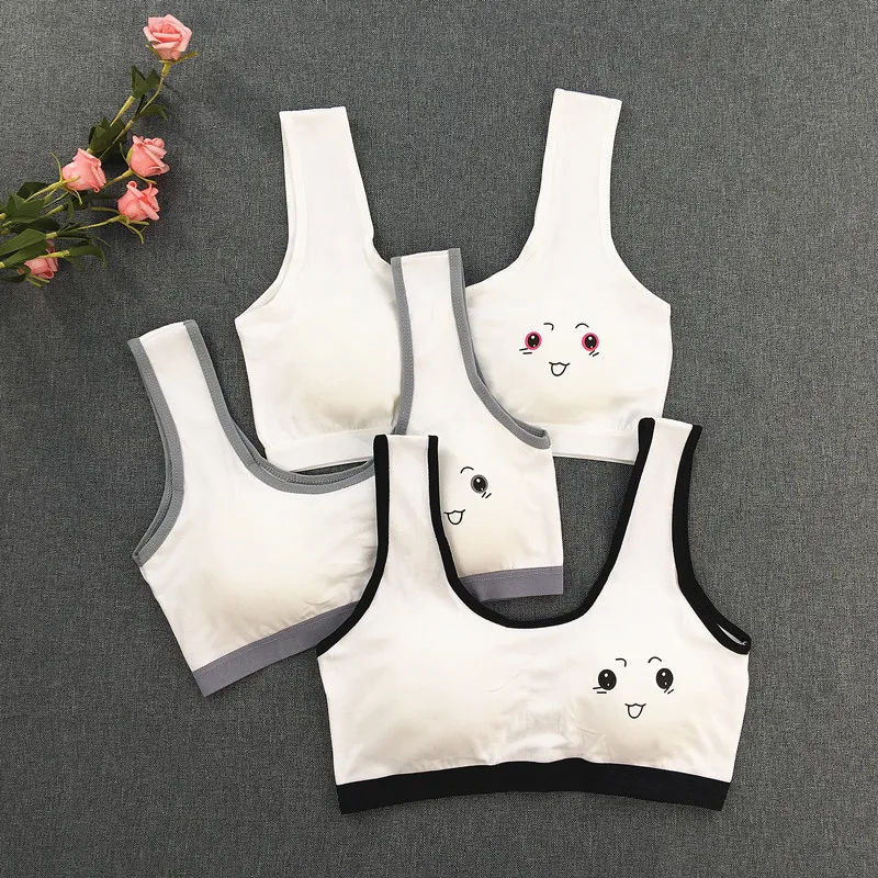 Cute Cartoon Girl Bra Without Steel Ring Cotton Sports Vest Student Underwear Wrap Chest Teenage Girls Clothing 10 14 16 Years