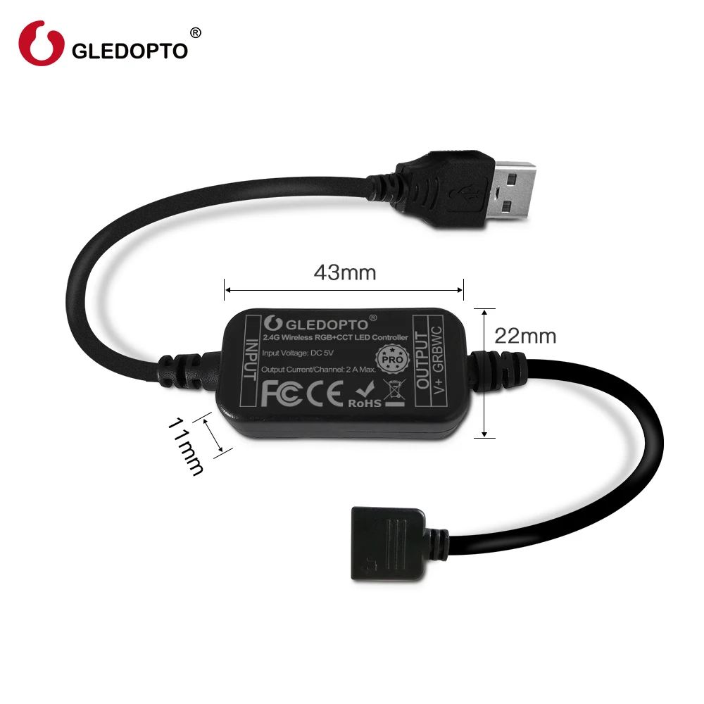 GLEDOPTO PRO 2M RGBCCT Zigbee LED Strip Light TV Backlight Smart Kit 5V USB RGB CCT Stripe Tape Ribbon Work with Hub Alexa Echo