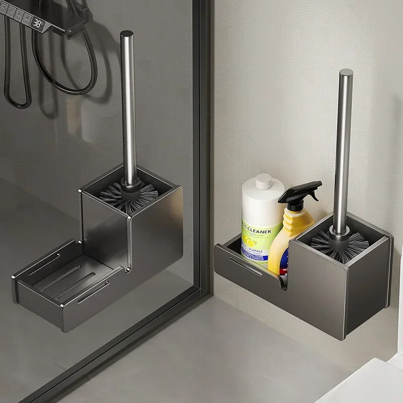 

Держатель для щетки для унитаза в ванной комнате, вешалка, пространство, алюминиевый инструмент для чистки унитаза, противоударный дизайн, набор для бытовой чистки
