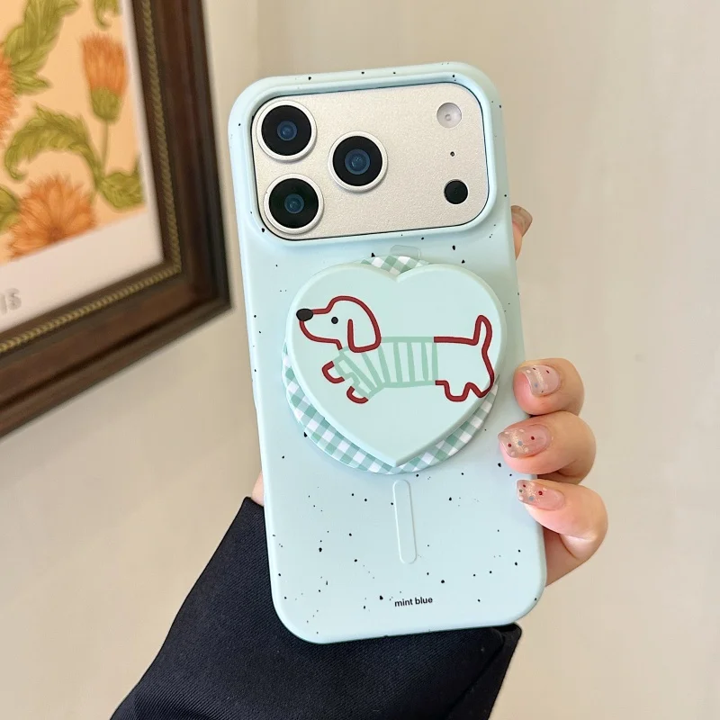

Fashion Art Splash Ink Magnetic Phone Case For iPhone 16 Pro 17 15 Pro Max Cover with Puppy Stand Cute Hard Protective Cases Fun