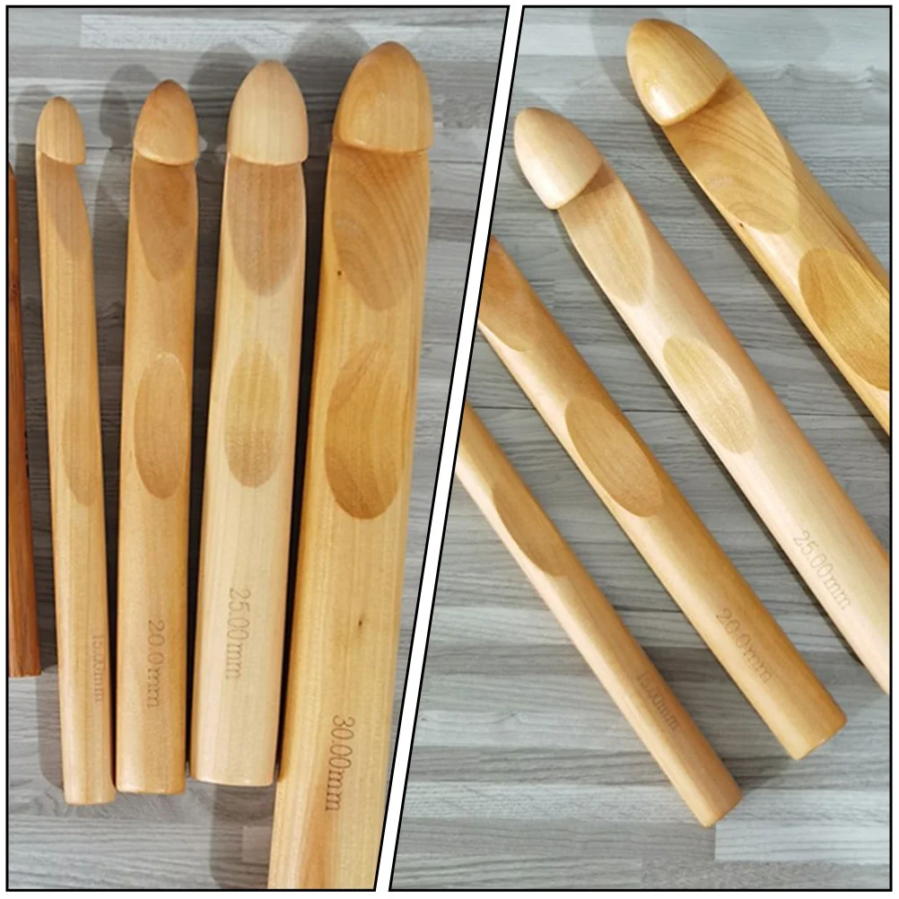 

4Pcs Wooden Crochet Needles Resistance DIY Handcraft Accessories for Yarn Knitting Travel Friendly Gifts
