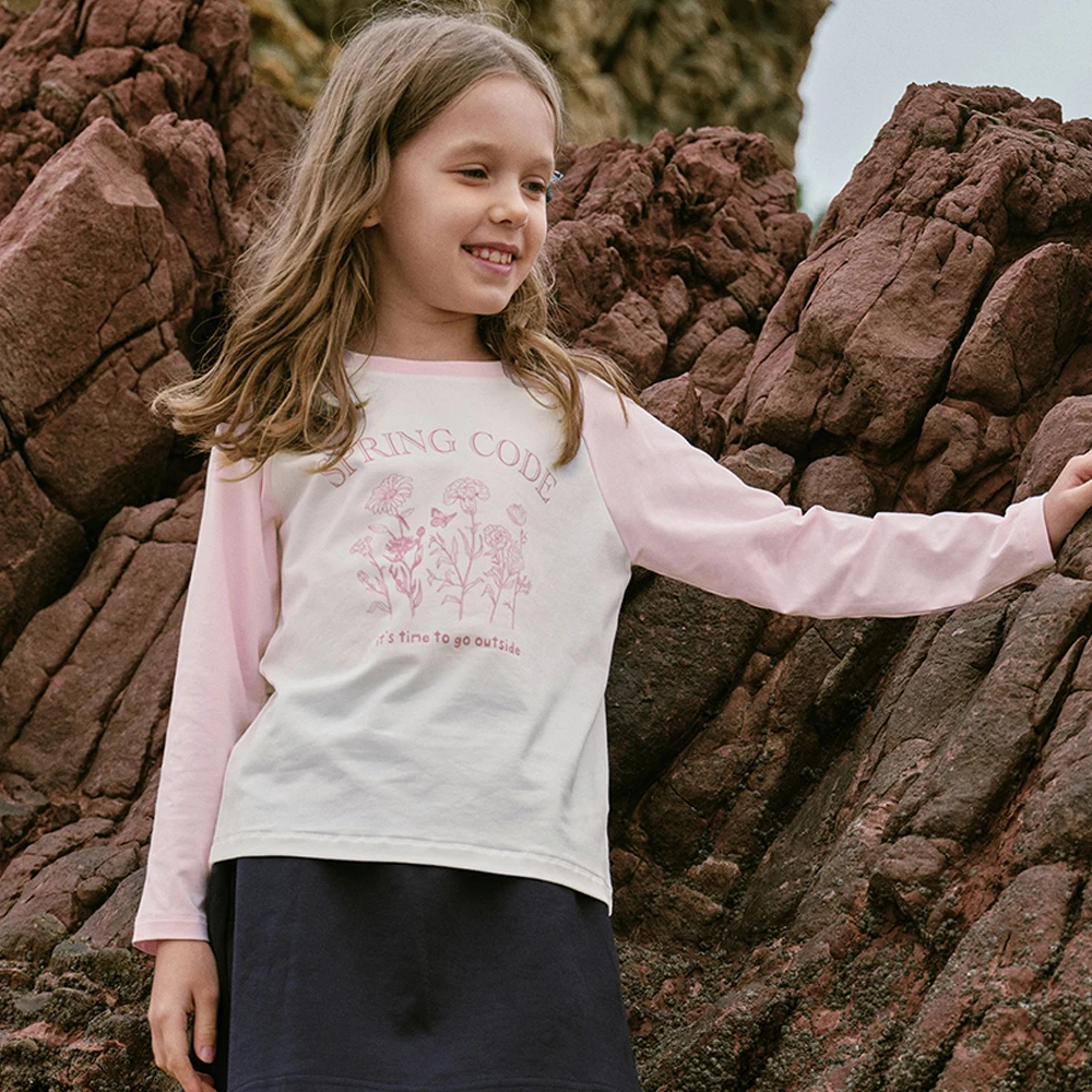 Dave Bella Spring Autumn Girls T-Shirt Children Printed Top Undershirt Casual Sweet Outdoor Party Clothes DK1261095