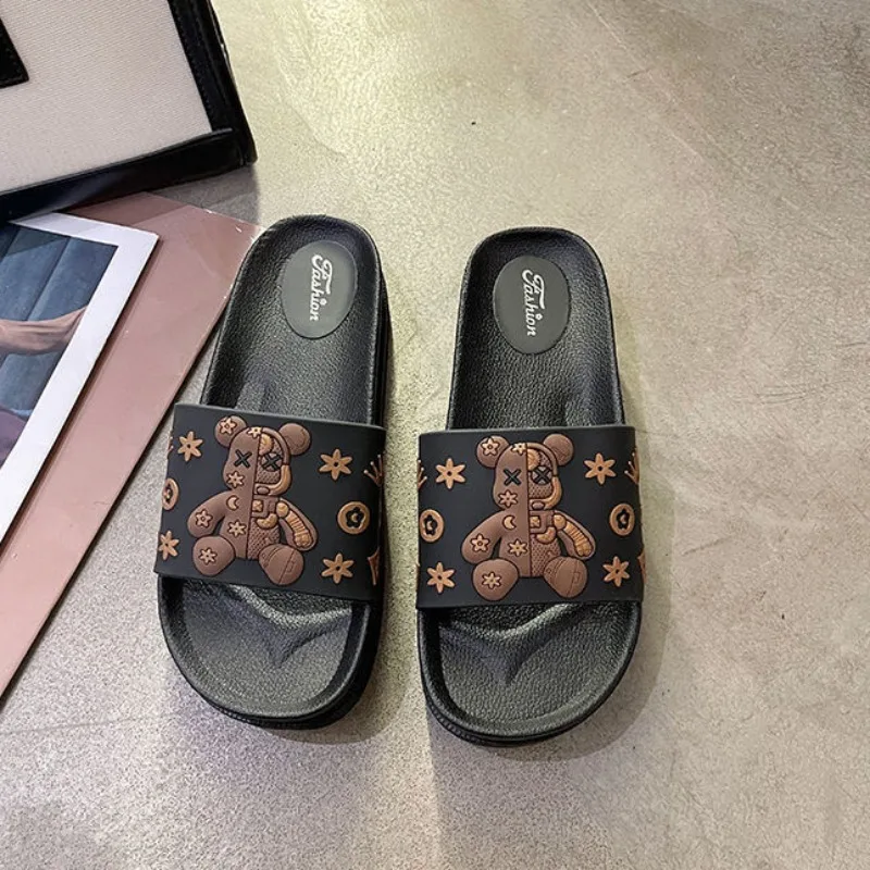 Slippers for Women Cute Indoor House Smiley Face Home Slipper Sandals Woman Comfortable Teddy Bear Beach Summer 2024