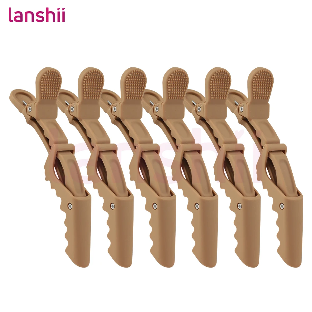 

Lanshii 6 шт. матовые заколки для волос из кожи аллигатора — красочные салонные зажимы для волос, заколки для волос из крокодиловой кожи, инструменты для укладки волос