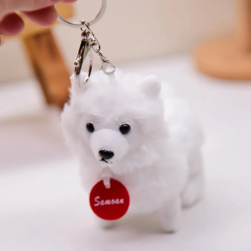 new Cute Trendy Samoyed dog Plush bag pendant lifelike toy soft  fashione white Keychain soft funny decorate birthdaycouple gift