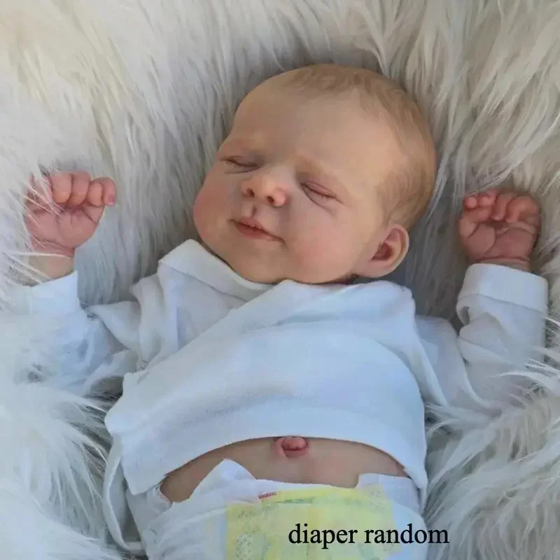 리스베크 19인치 이미 페인팅된 완성된 리본 베이비 돌 - 수제 리본 프리미 베이비 신생아 장난감 선물 소녀 인형