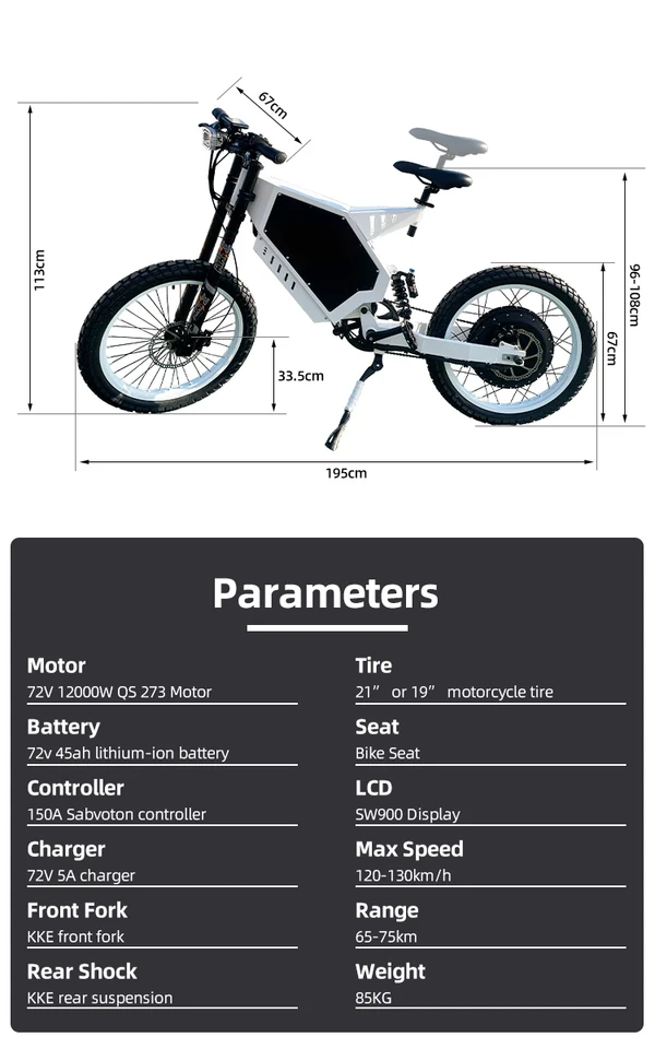 Modification Adult Full Suspension Enduro Electric Mountain Bike with 3000W-8000W Power Single Speed Lithium Battery & Smart Con image 3