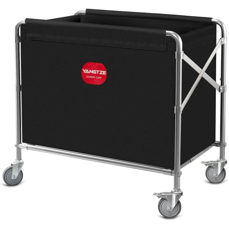 Folding Laundry Cart,Commercial Laundry Cart with Wheels,Industrial Laundry Cart with Foldable Stainless Steel Frame