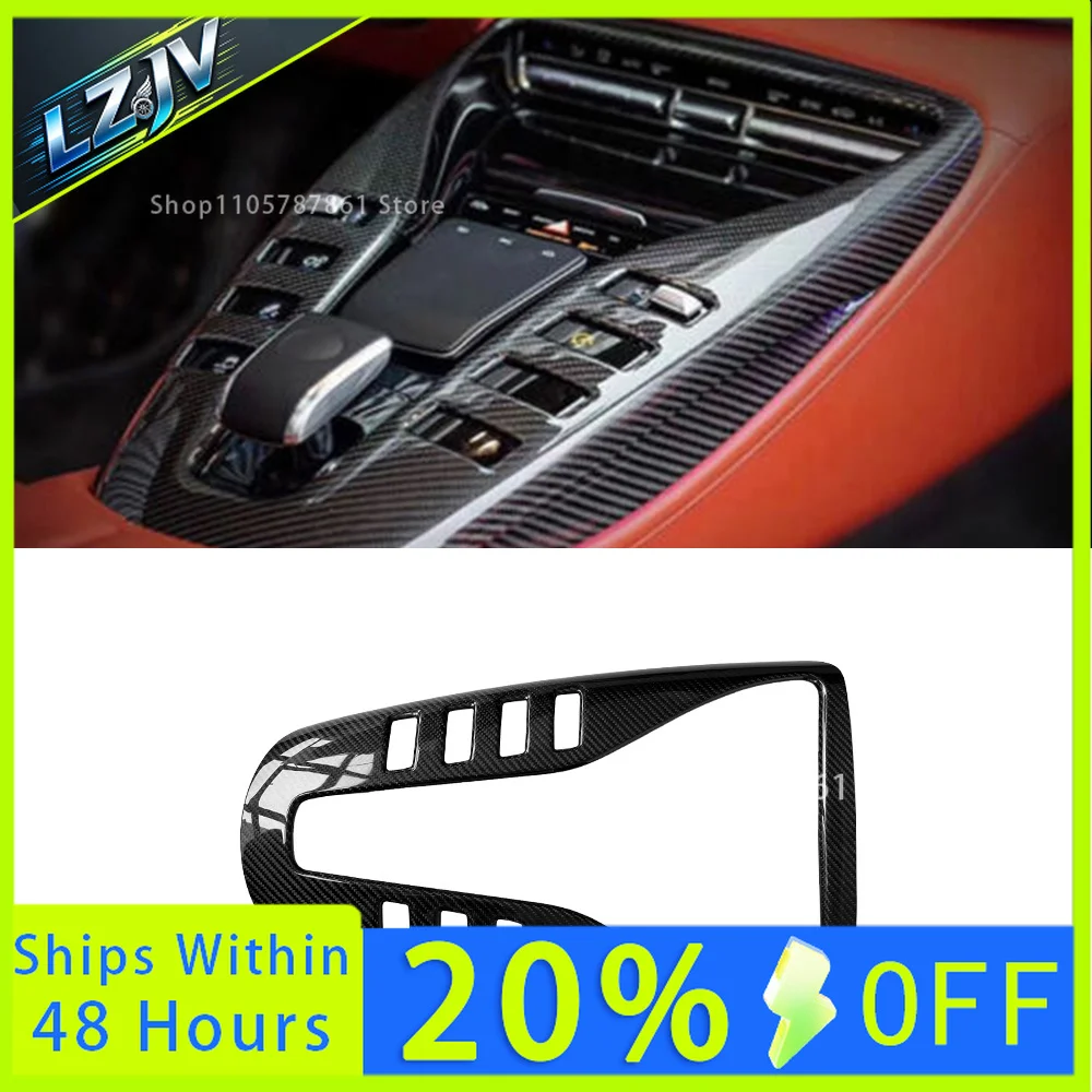 LZJV Real Dry Carbon Fiber Interior Center Console Cover Gear Panel Trim For Mercedes AMG GT53 GT43 GT63 2020-2023
