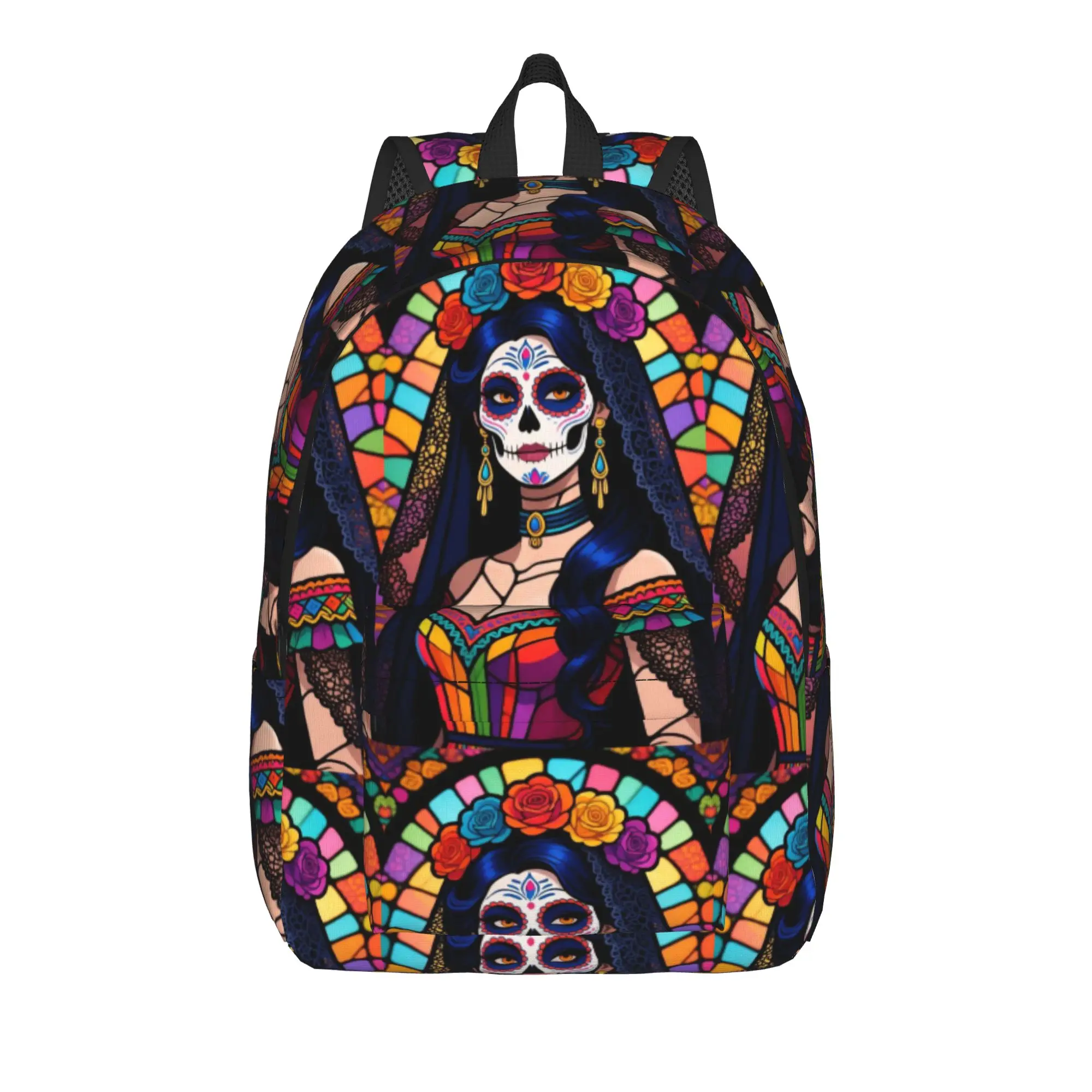 Day Of Dead Beauty Backpack  Women Men Polyester University Backpacks Large Streetwear High School Bags Rucksack