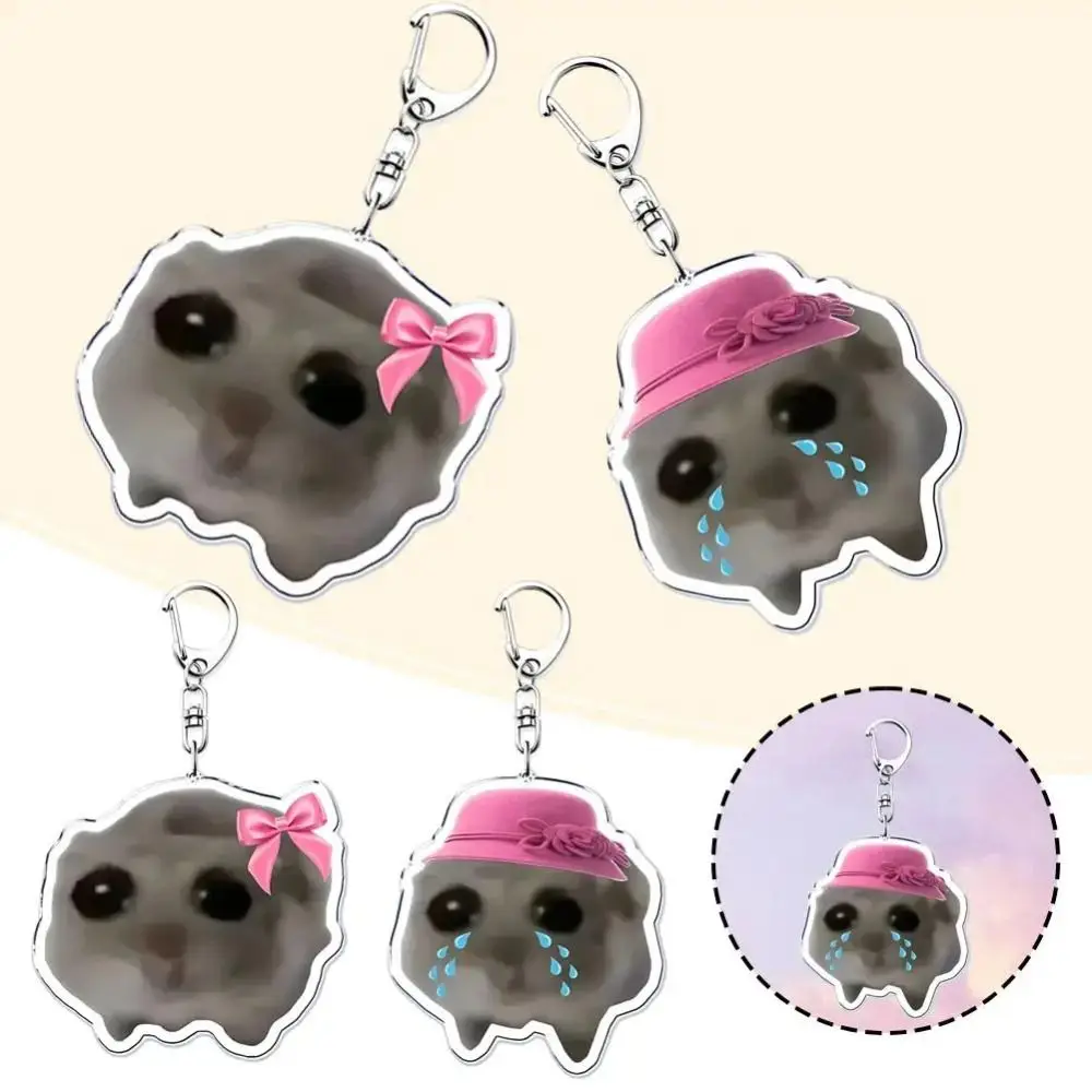 Fun Im Just A Girl Sad Hamster Key Chain Keychains Ring for Accessories Bag Funny Pendant Keyring Jewelry Fans Gifts