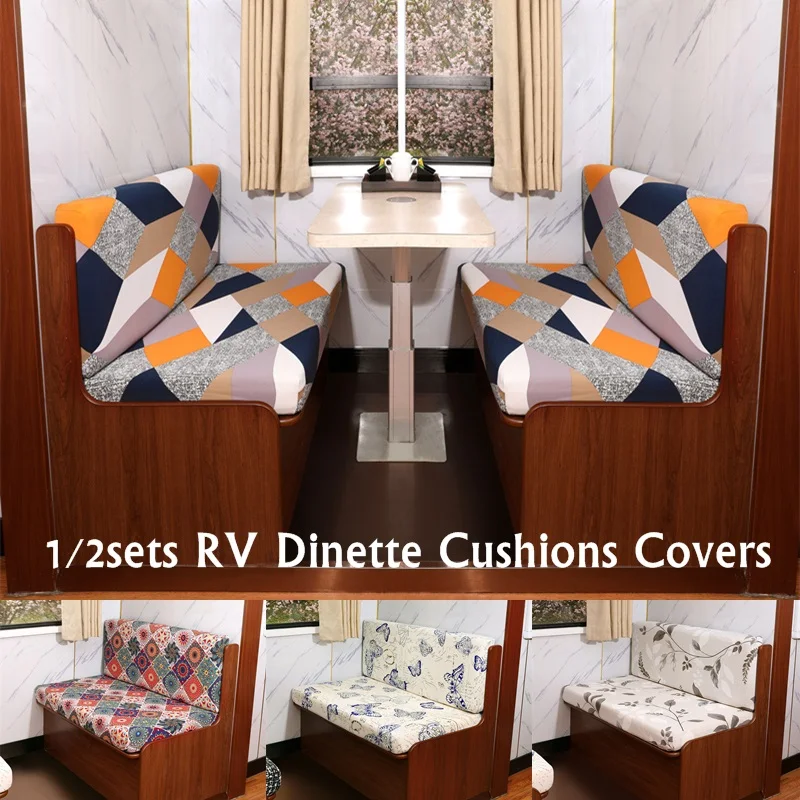 2 teile/satz Floral Stoff RV Essecke Kissen Abdeckungen Spandex Armlosen Sofa Abdeckung Outdoor Camper Auto Bank Abdeckung Möbel Schutz