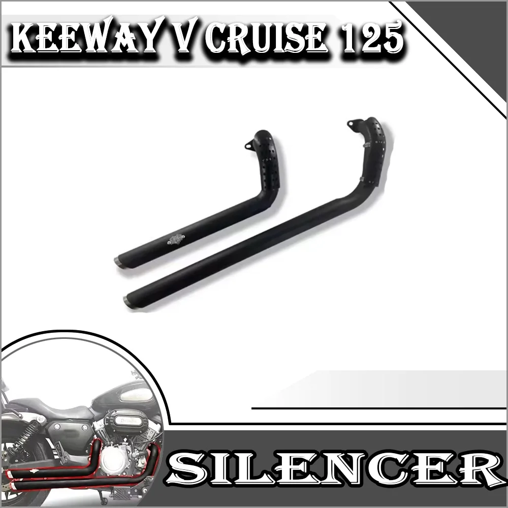 

Vcruise125 Retro Motorcycle Exhaust Silencer Pipe Right Side Double Tube With Stainless Steel Material For Keeway V Cruise 125 V