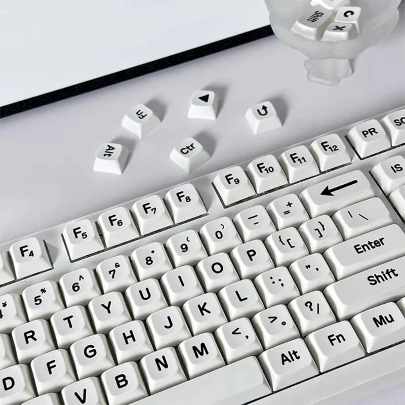 113 Cấu hình XDA chính Keycaps phông chữ lớn Keycaps PBT chủ đề màu đen trắng đơn giản