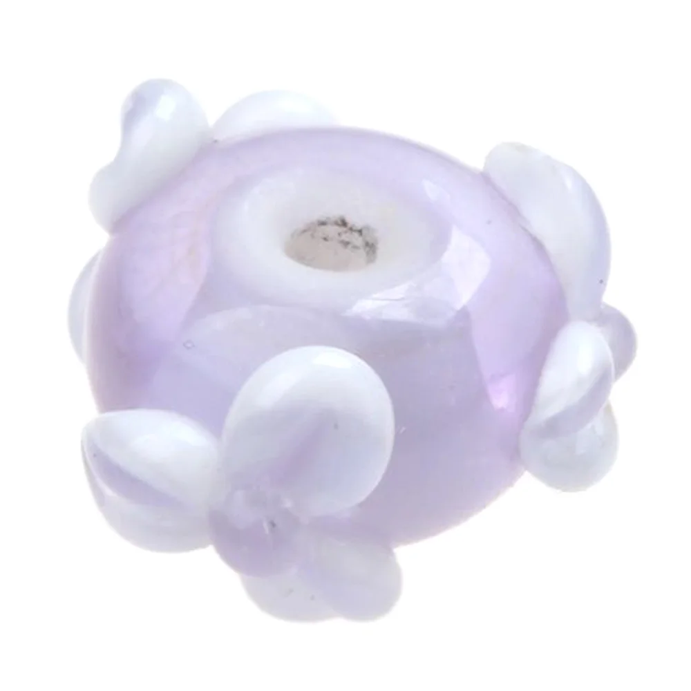 1PC Light Purple Retro Handmade Engraving Flower Lampwork Glass Beads For Charm Bracelets/Earring DIY Jewelry Making Accessories