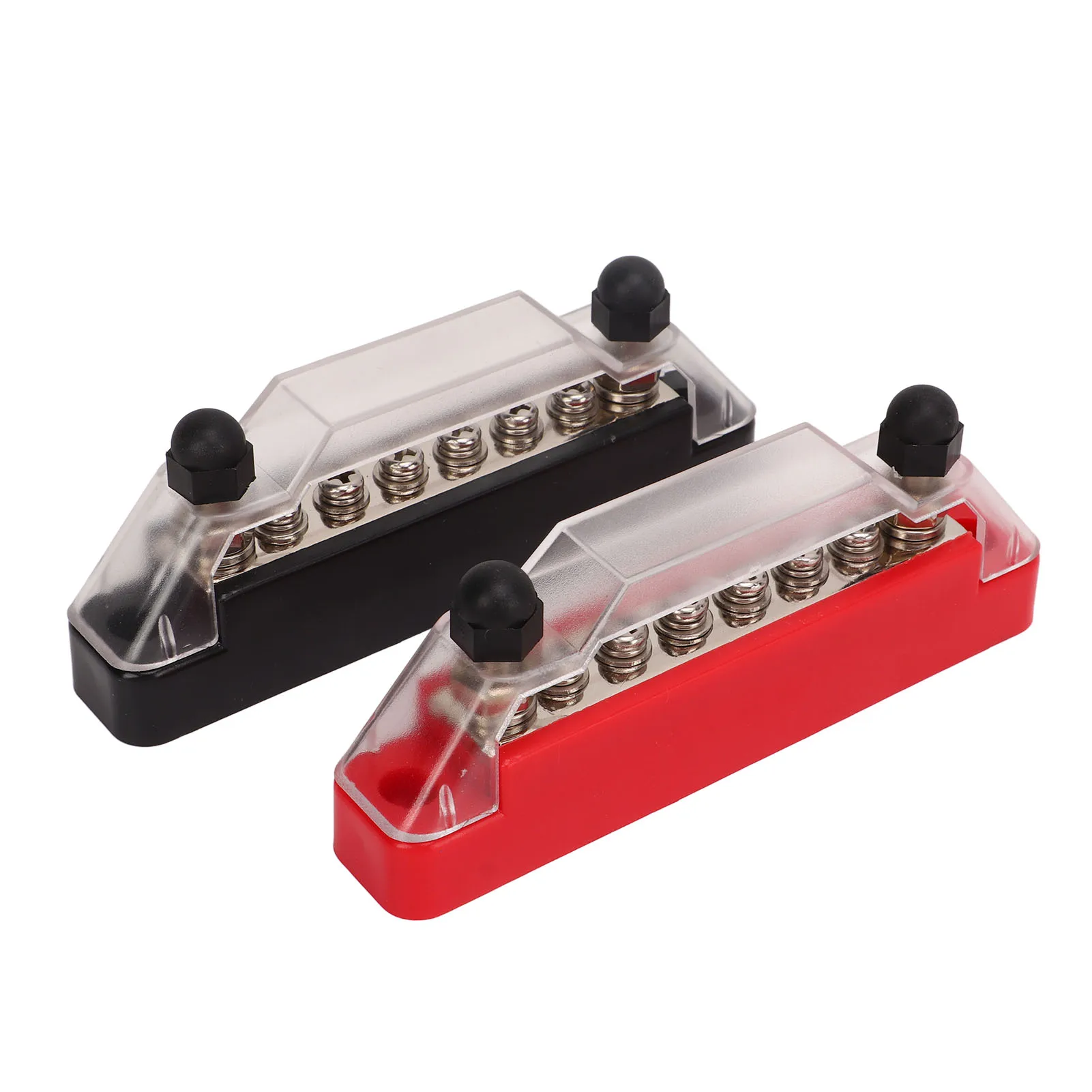 

2 Pcs 6 Post Power Distribution Block - 12-48V 150 Amp, 2 M6 Terminal Post 6 M4 Wiring Screw - Circuit Fuse Block Holder