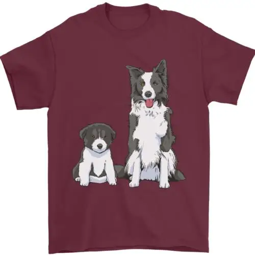 A Border Collie and Puppy Mens T-Shirt 100% Cotton