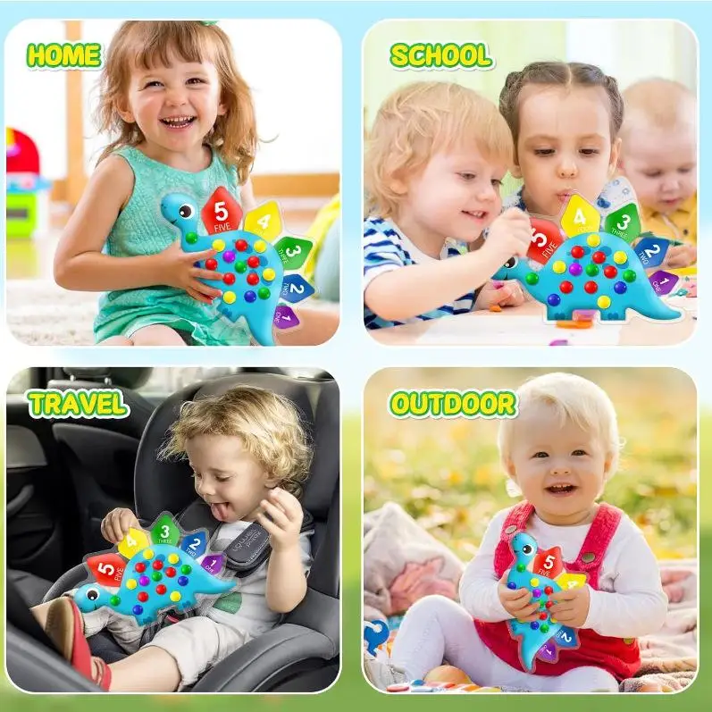 공룡 정렬 장난감 색상 인식 감각 놀이 스트레스 해소 유아를위한 교육 장난감 어린이 안전한 소재 라운드 디자인