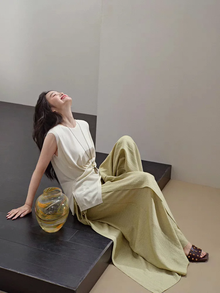 Loose Wide Leg Casual Pants Women's Autumn New Sle Dra Texture een Lazy Straight Leg Trousers Faionable Commute Sle