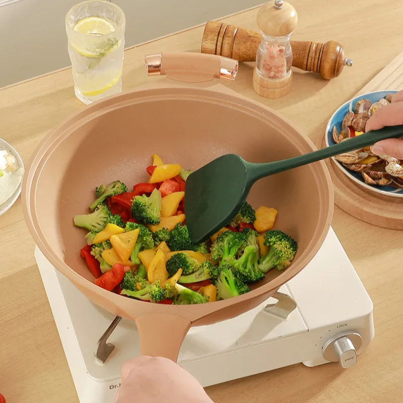 Terracotta Micro Pressure Wok Pan Transparent Glass Lid Multifunctional Cooking