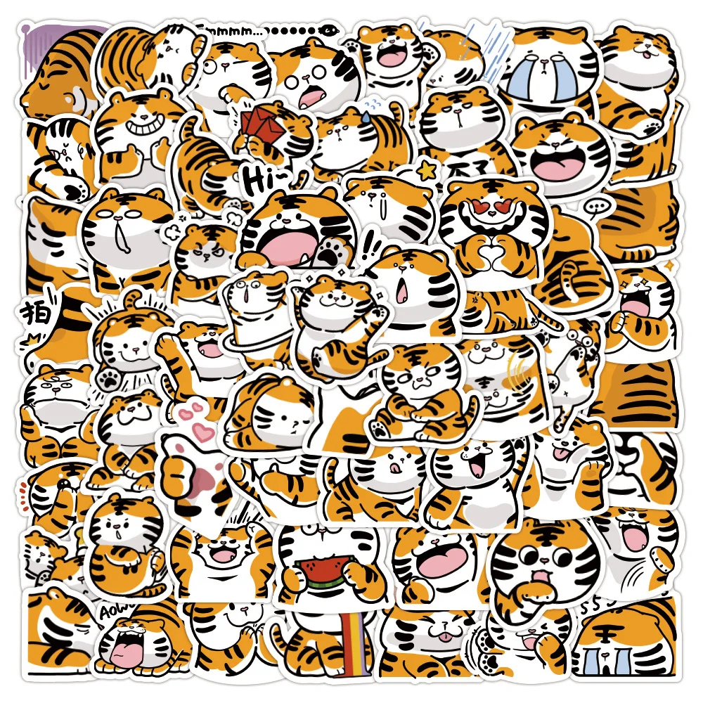 10/30/50/100PCS Kawaii Tiger Stickers Graffiti For Kids DIY Skateboard Laptop Luggage Phone Car Gift Decals Cartoon Sticker Toys