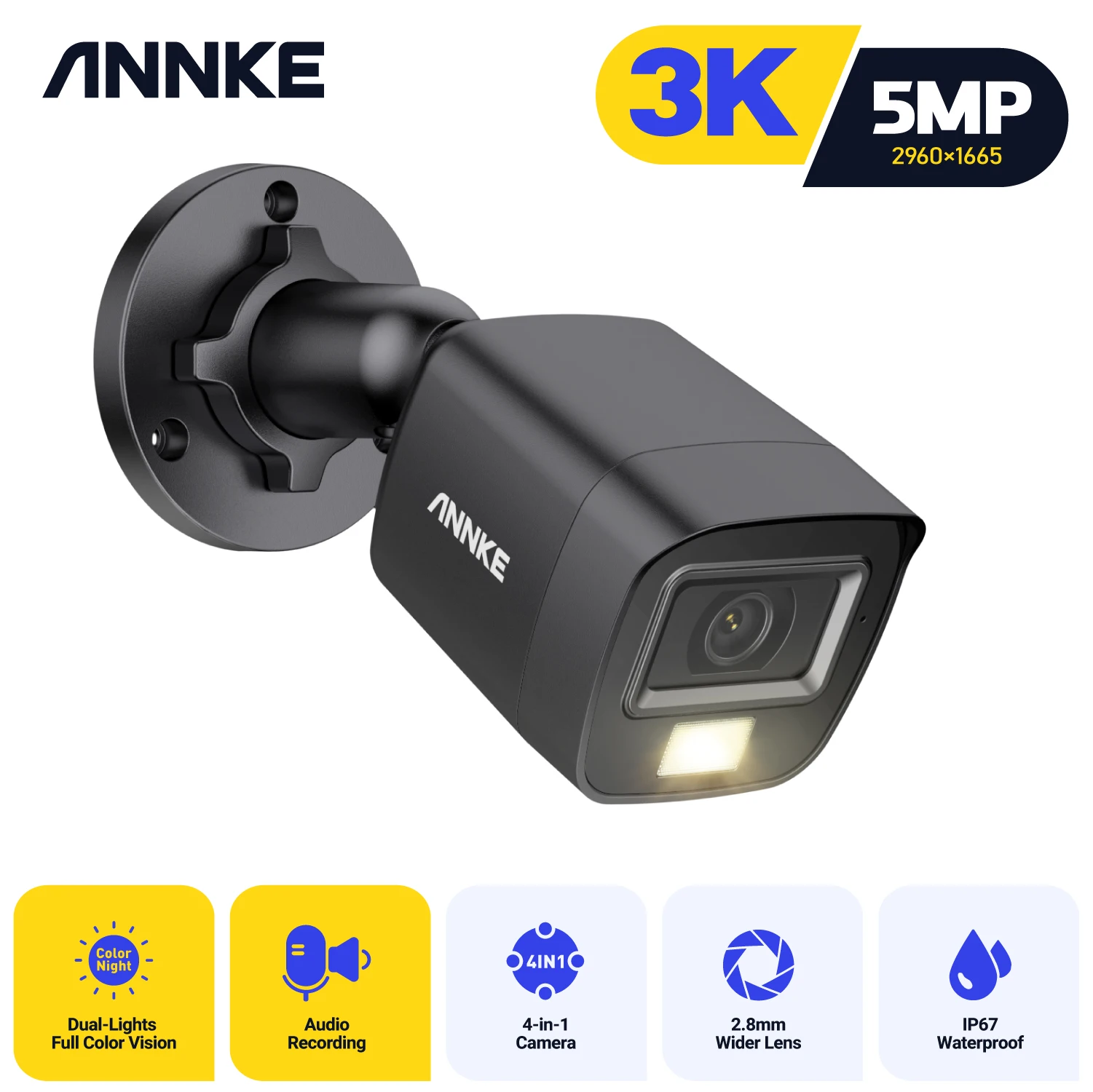 annke kit de camera de audio bidirecional a prova dagua seguranca cctv microfone embutido hd interior e exterior h265 mais 6mp ip67 01