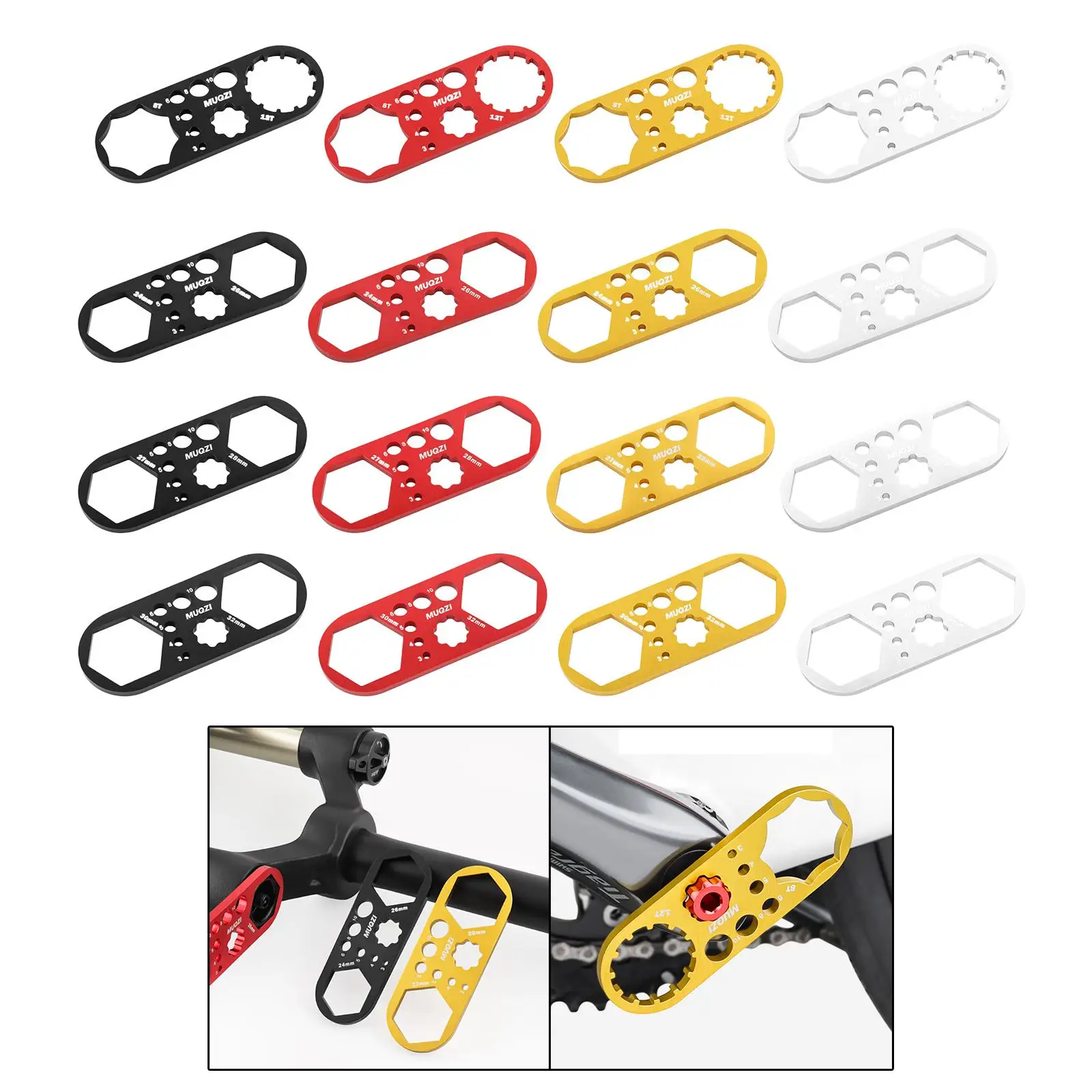Bicycle Fork Cap Wrench Spanner Aluminum Alloy Sturdy with Thread Measuring Hole Bike Repair Tool Bike Front Fork Caps Wrench image 4