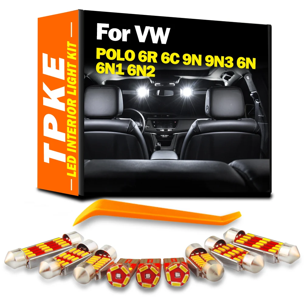 Zestaw żarówek LED do wnętrza samochodu TPKE Canbus do VW Volkswagen POLO 6R 6C 9N 9N3 6N 6N1 6N2 1994-2017 Światło bagażnika z mapą