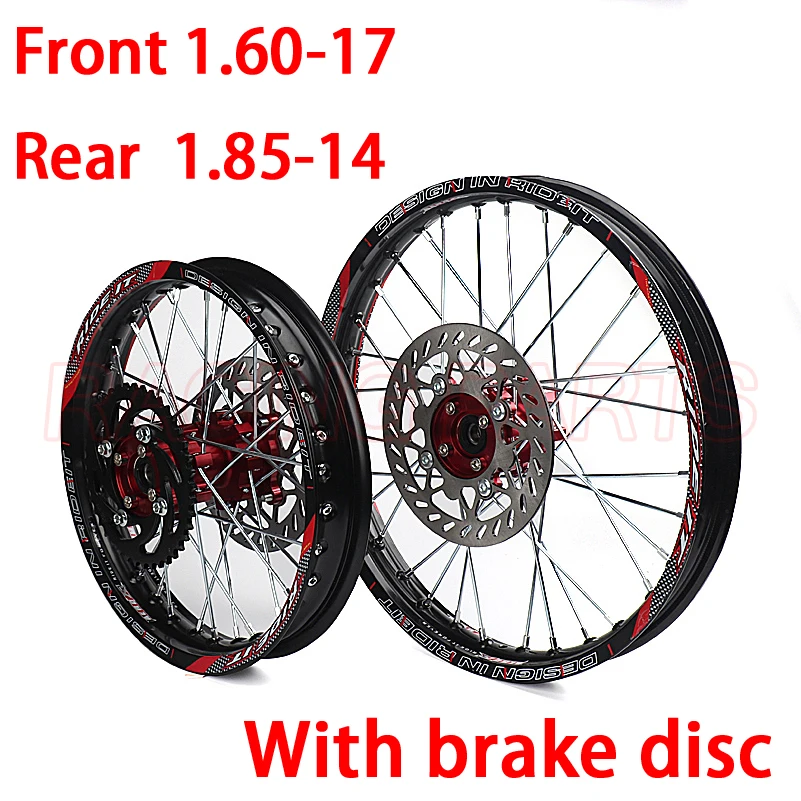 

15mm Front 1.60-17 Rear 1.85-14 inch Alloy Wheel Rim with CNC Hub brake disc For KAYO HR-160cc TY150CC Dirt Pit bike 14/17 inch