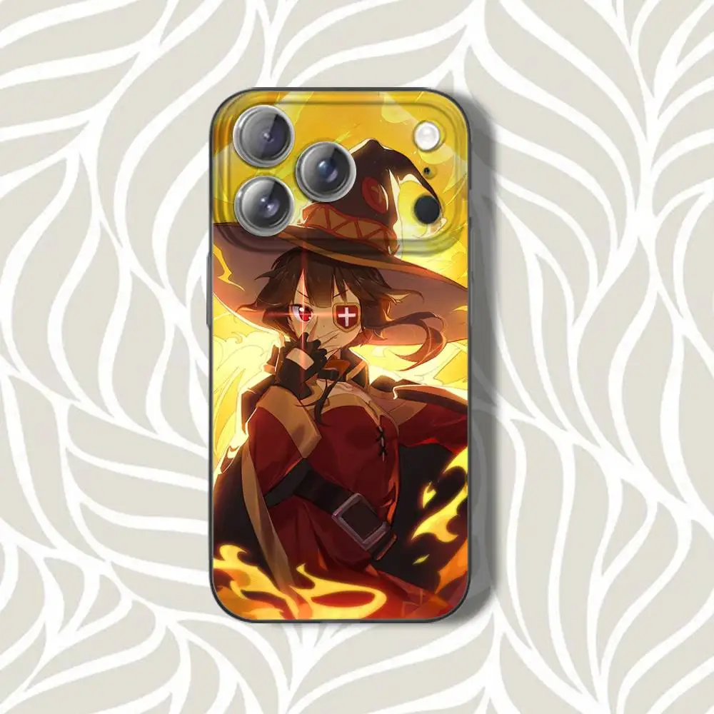 حافظة هاتف KonoSuba MagicianS MeguminS لهاتف iPhone 16,14,11,17,13,15,12,Air,Plus,Pro,Max,E,Mini Gray Frosted for MagSafe Magnetic