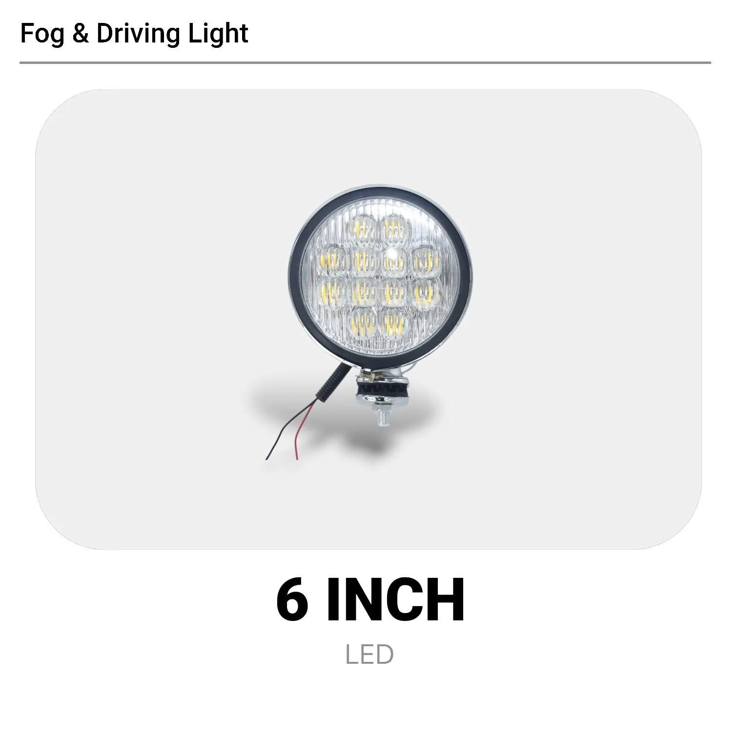 1Pcs 156mm LED Fog Lights 12V-80V Chrome Housing Clear Pattern Glass, Cool White LED Bulb, Universal for Car Truck SUV Motorcycl
