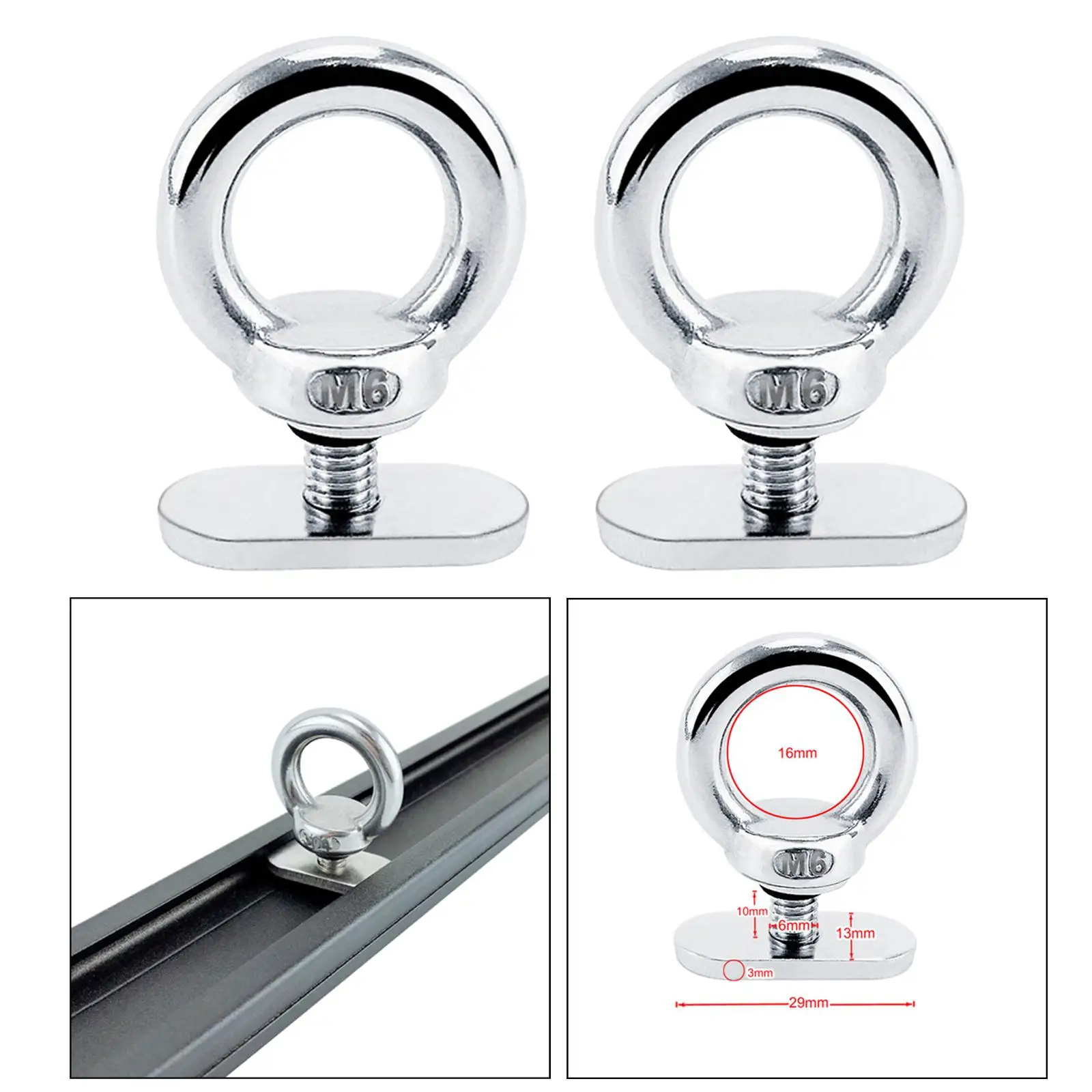 Set of 2 Kayak Track Mount Tie Down Eyelet High Strength Anti-rust for Bungee